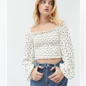 Urban Outfitters Polka Dot Long Sleeve Crop Top
